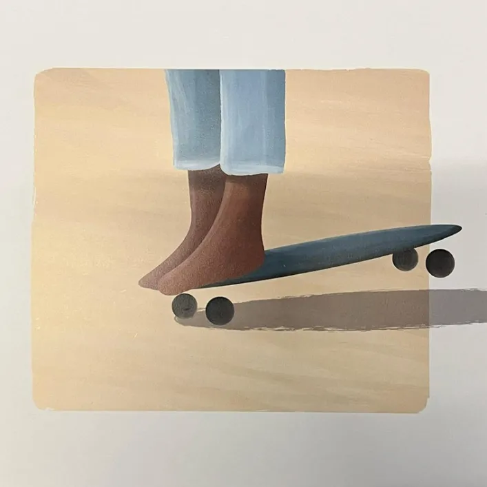 Postkarte Studio Trev „Skateboard Hang Ten“