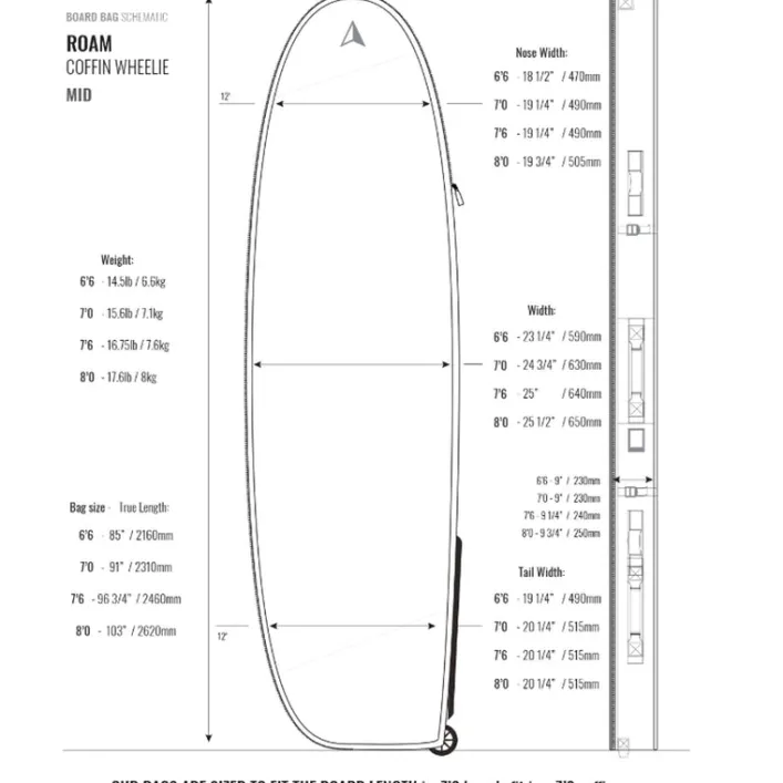 ROAM Boardbag Surfboard Coffin Wheelie 7.0
