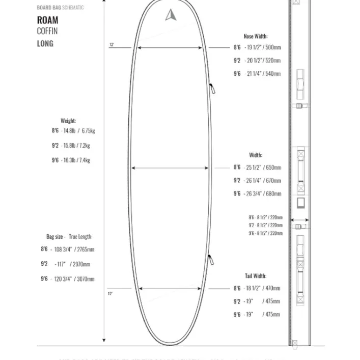 ROAM Boardbag Surfboard Coffin 8.6 Doppel Triple