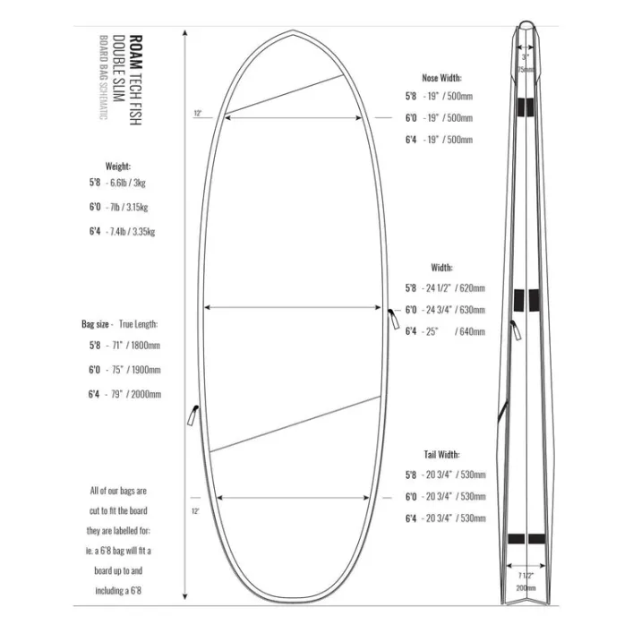 ROAM Boardbag Surfboard Tech Bag Doppel Fish 5.8