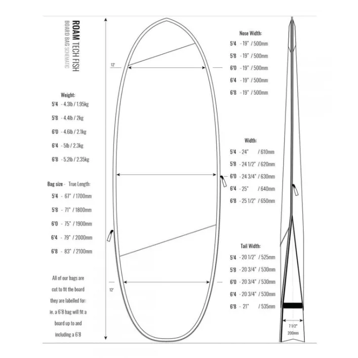 ROAM Boardbag Surfboard Tech Bag Hybrid Fish 5.4