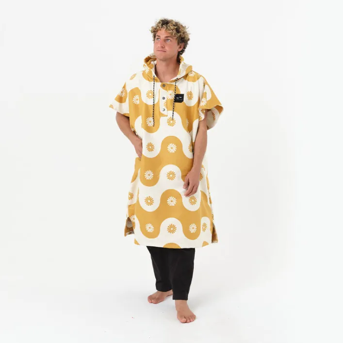 Schnelltrocknender Poncho „Slowtide Botanical Waves“